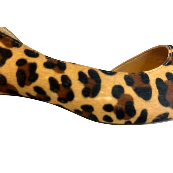 J. Crew Women's Size 5 Leopard Calf Hair Kitten Pointed Toe D'Orsay Pump Heels - Picture 16 of 16